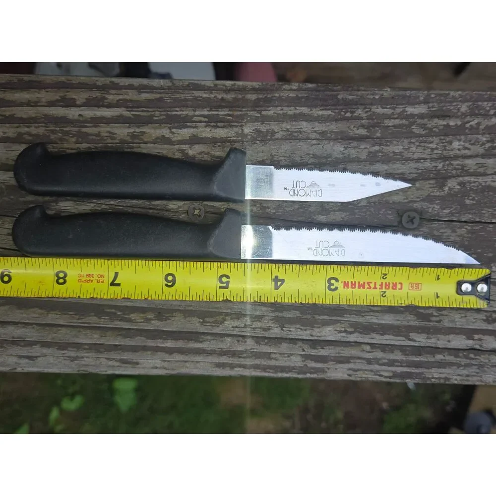 Pair of Vintage Diamond Cut™ Stainless Steel Serrated Knives (Paring & Utility)